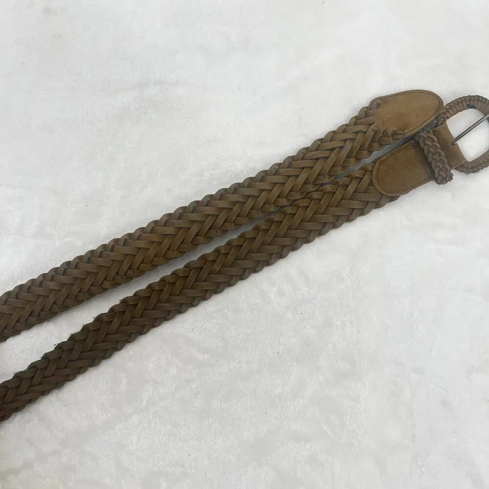 Unbranded Nubuck Braided Belt Wrapped Buckle Soft Brown 2X  Cowgirl Gorpcore